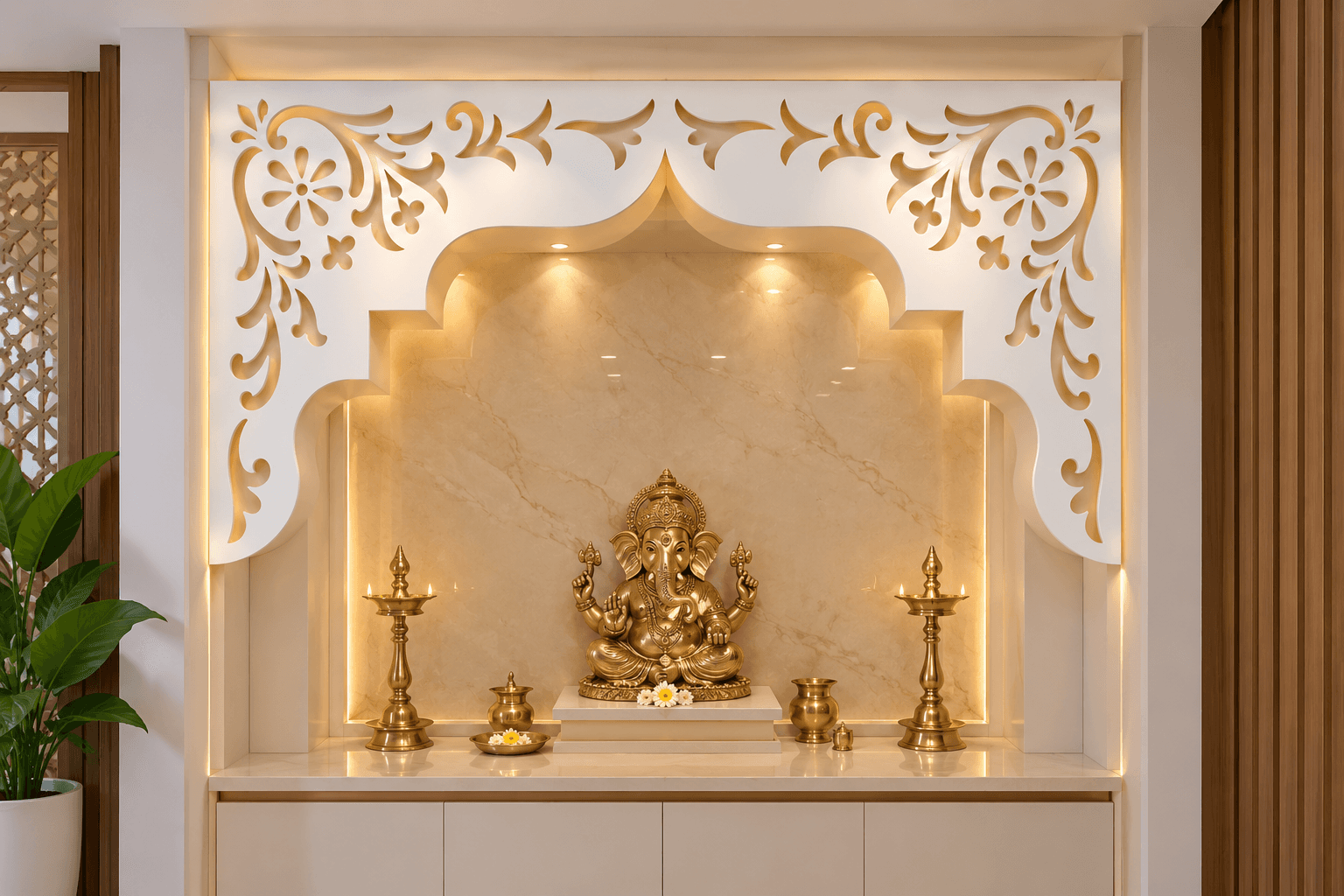 Mandir Front Jali Panel Design 1